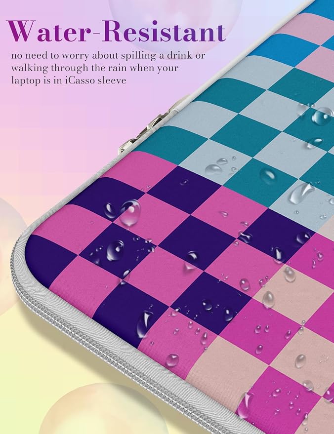 iCasso Laptop Sleeve 13 inch for MacBook Air 13-13.6 inch,Laptop case for MacBook Neo/Pro 13 inch, Slim Protective Travel Carrying Case Sleeve for 14 inch Chromebook,HP,Dell, Dopamine Checkerboard