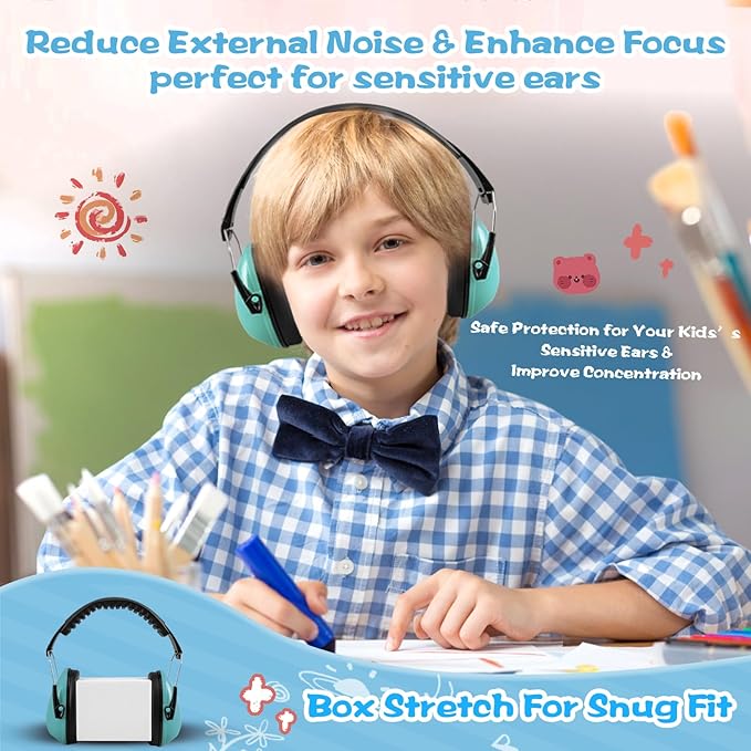 MelonArt Kids Ear Protection Ear Muffs Noise Cancelling Headphones for Kid Toddler Adult Autism Sensory, 27dB Noise Reduction Earmuffs Hearing Safety for Shooting Monster Truck Concert Fireworks