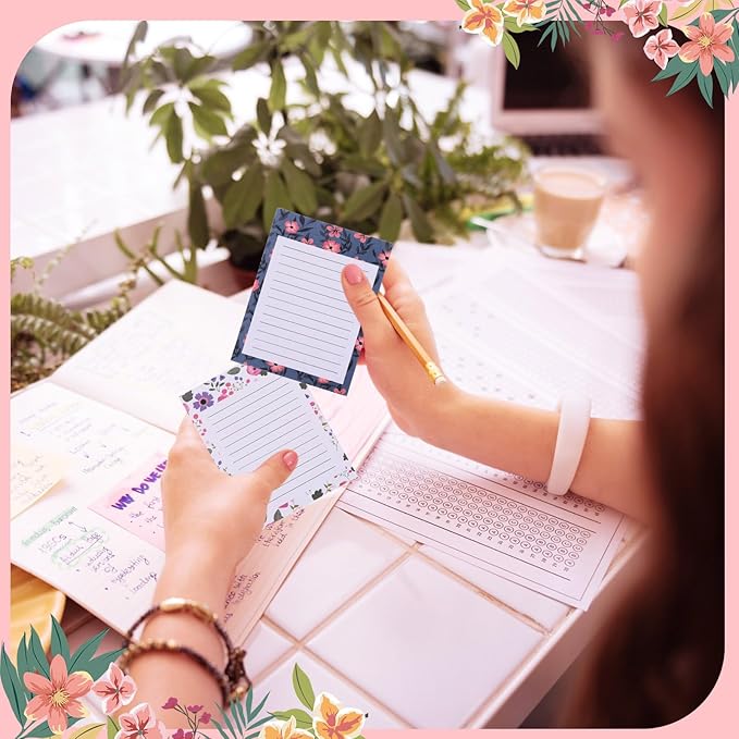 12 Pieces Flower Theme Sticky Notes Flower to Do List 3x4 Inch Floral Memo Pads for Floral Gift Adhesive Notepads for Office Home School Party Supplies Birthday Gift, 12 Styles