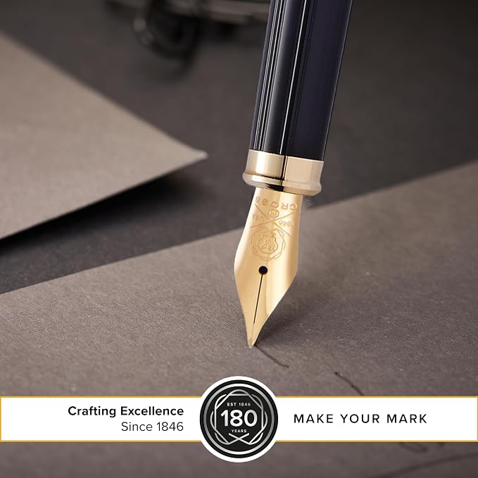 Cross Century II Refillable Fountain Pen, Fine Nib, Includes Premium Gift Box - Medalist Chrome