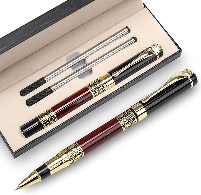 YIVONKA Ballpoint Pen Black Refill,business pens,Luxury Pen,Best Ball Pen Gift Set for Men & Women Professional Executive,Office,Nice Pens Classy Gift Box… (Red)