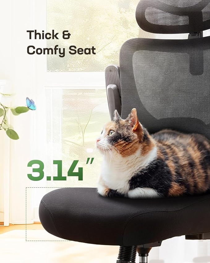 Marsail Ergonomic Office Chair with 3D Armrests, Pack of 5 | Office Desk Chair with High Back Mesh, Adjustable Lumbar Support, Rolling Work Swivel Task Chairs with Wheel, Headrest, home