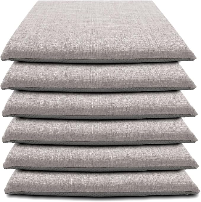 Lifup 6 Pack Chair Cushion Memory Foam Pads, Square Non-Slip Thick Dining Chair Cushions with Ties and Removable Cover for Home Office Restaurant Chair Pads Grey 18 x 18 Inch