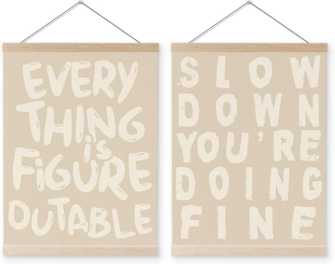 YQDEJ Beige Everything Is Figureoutable Inspirational Wall Art Poster Hanger Frame of 2, Positive Affirmations Wall Decor, Motivational Wall Art for Home Office Classroom, 12x16 Inch