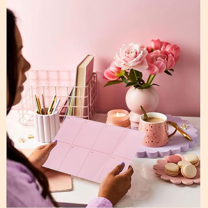 Desktop Acrylic Weekly Planner Whiteboard with Stand,12"X6"-Small,Dry Erase Weekly Planner for Desk,Acrylic Desk Calendar Dry Erase,Pink Dry Erase Board for Office Home School-ZMZL-P-1530