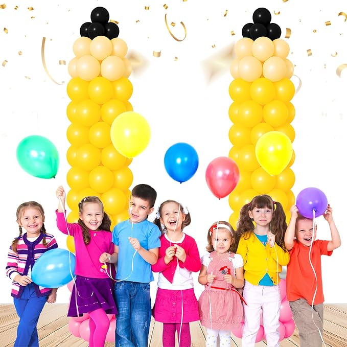 150 PCS Back to School Balloons Yellow Black Pink Apricot Silver Latex Balloons DIY Pencil Balloon Kit for First Day of School Kindergarten Preschool Graduation Party Decor Supplies