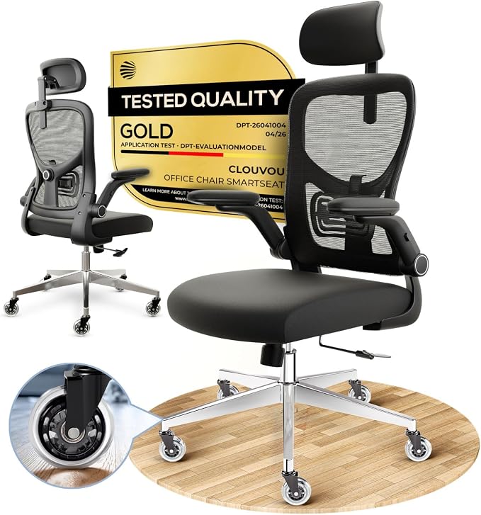 SmartSeat Ergonomic Office Chair Comfy [#1 in Tests] Swivel Chair | Ergonomic Chair with Breathable Mesh Back | Computer Chair with wheels | Home Office Desk Chair with 3D Headrest | For 330lbs