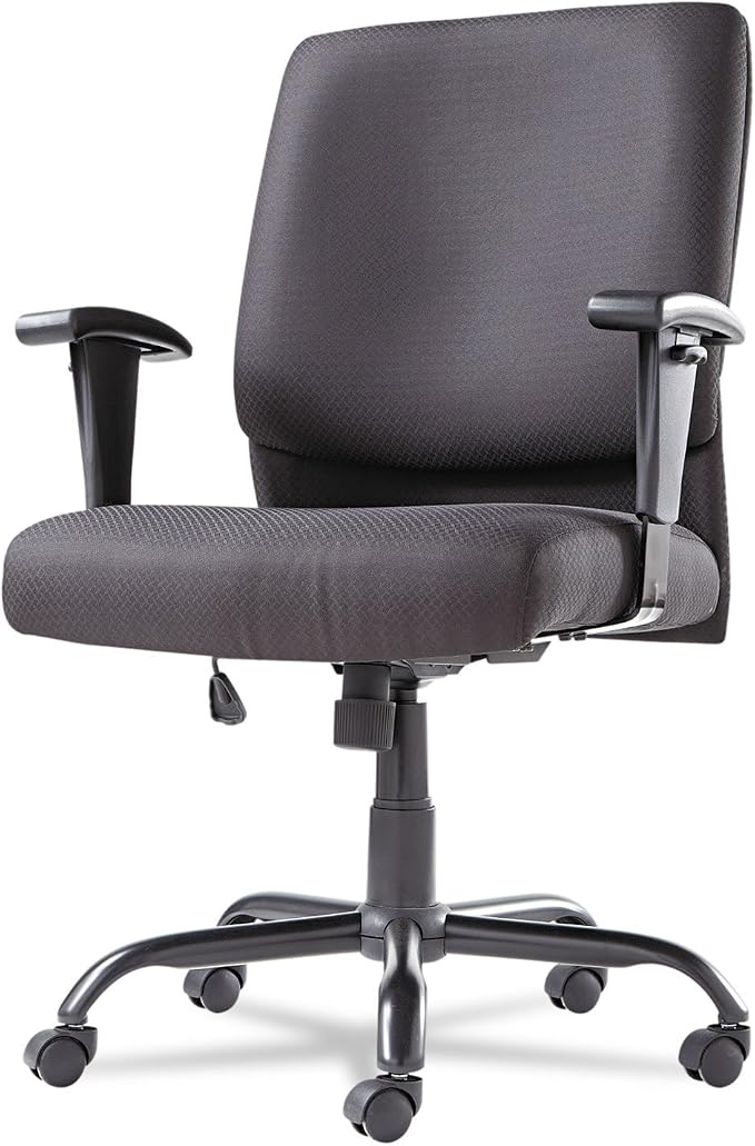 OIF BT4510 Big and Tall Swivel/Tilt Mid-Back Chair, Height Adjustable T-Bar Arms, Black