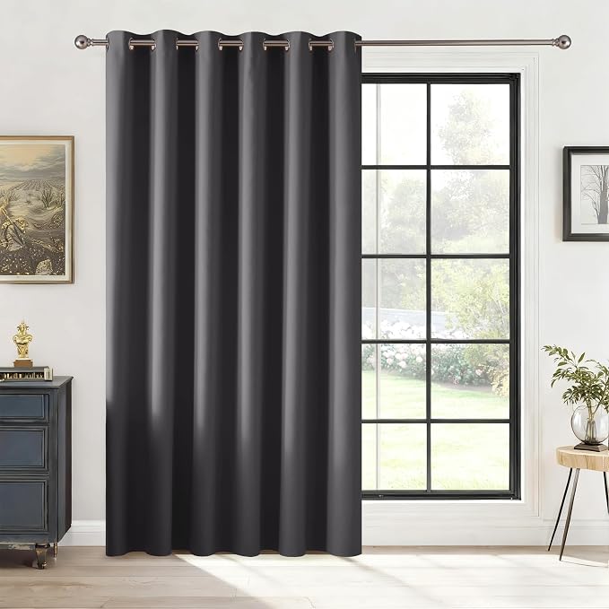 RYB HOME Blackout Thermal Insulated Curtains, Portable Curtain for Sliding Glass Door/Storage/Space Room Divider, Large Window Treatment Room Divider Panel, W80 x L84, Grey, 1 Panel