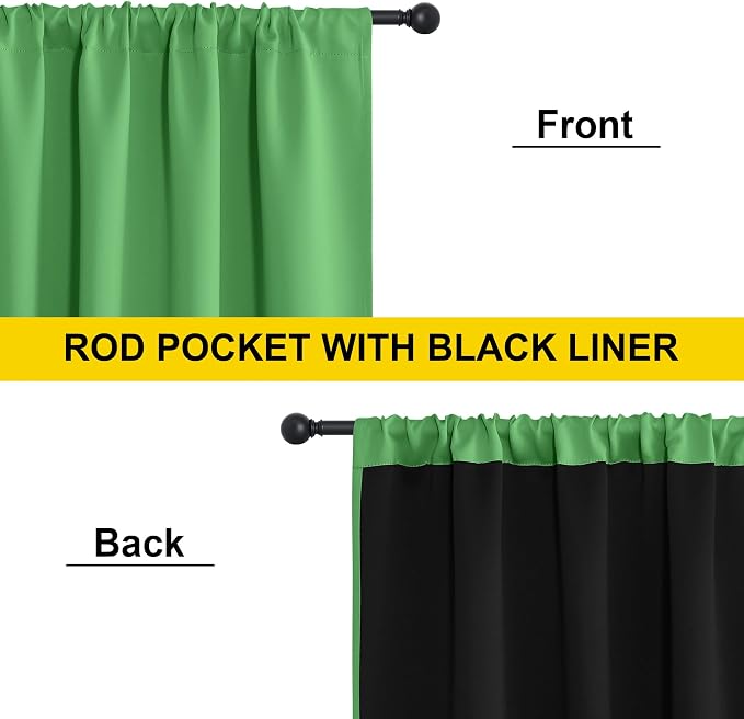 NICETOWN Forest Green 100% Blackout Curtain Panels, W52 x L84 inches Drop Rod Pocket Window Treatments with Black Liner for Nursery and Bedroom, Cold and Full Light Blocking Draperies, Set of 2