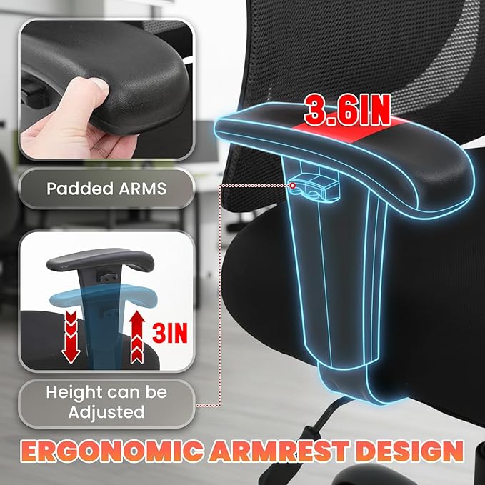 BestOffice Big and Tall Office Chair 500lbs Desk Chair Mesh Computer Chair with Lumbar Support Wide Seat High Back