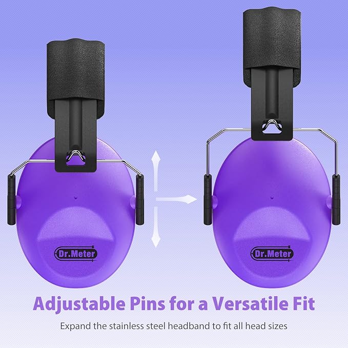 Ear Muffs for Noise Reduction: EM100 SNR27.4 Kids Ear Protection with Adjustable Headband - Kids Noise Cancelling Headphones for Monster Truck, Concerts, Fireworks and Air Shows - Purple