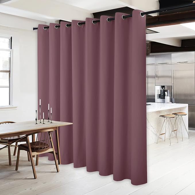 NICETOWN Lower Noise Room Divider Curtain Screen Partitions, Dry Rose, 1 Panel, 84" Tall x 120" Wide, Blackout Sound Reducing Divider Room Curtain Panel for Doorway/Glass Window/Sliding Door/Patio
