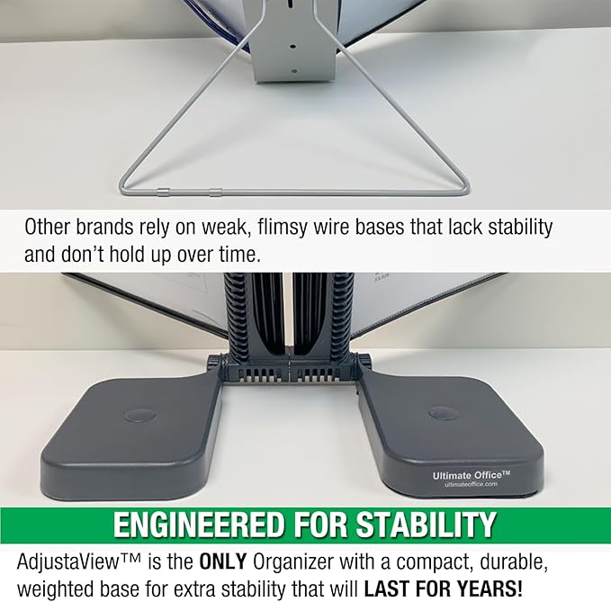 Ultimate Office AdjustaView 20-Pocket Desk Reference Organizer with Easy-Load Pockets and Compact Weighted Base for Stability (Colored Pockets)