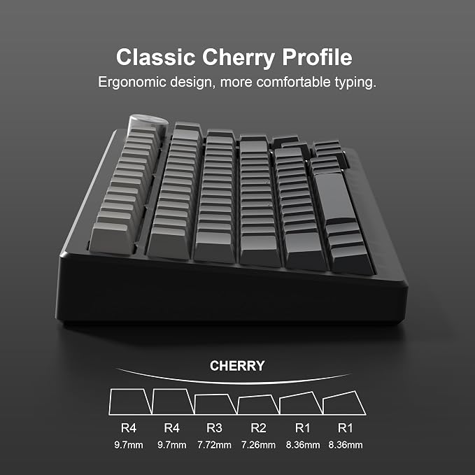 dagaladoo Grey black keycap set 136 key gradient double shot PBT keycaps 75% 100% Shine Through custom keycap cherry profile,Side printed keyboard keycaps Compatible with US Layout Mechanical Keyboard