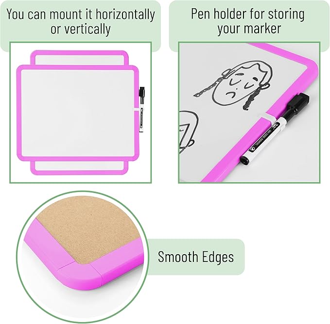 Mr. Pen- Dry Erase Board, 14” x 11” with a Black Dry Erase Marker, Small Mini White Board for Students