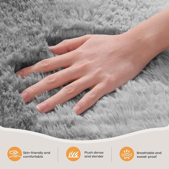 Zentavio Grey White Gradient Area Rugs for Living Room, Rugs for Bedroom 6x9 Fluffy Carpet Soft Shag Aesthetic Plush High Pile Gray Throw Rug for Nursery Kids Room Dorm