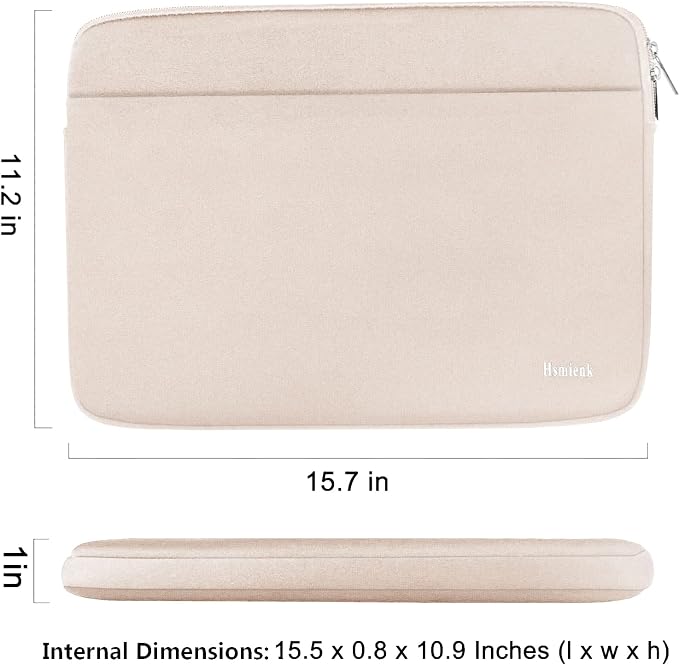 Laptop Sleeve 15.6 inch, Shockproof Protective Notebook Case with Accessory Pocket, Briefcase Carrying Laptop Bag for 15.6" HP, ASUS, Dell, Lenovo, Acer - Light Pink
