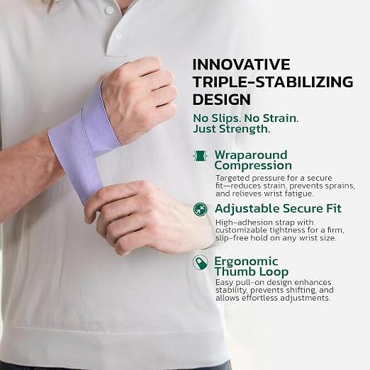 Adjustable Wrist Brace for Pain Relief, Carpal Tunnel & Tendonitis Support – Ergonomic Compression, Breathable & Anti-Slip Design, Fits Left & Right Hand, Ideal for Sports, Gaming & Office Use 2pcs