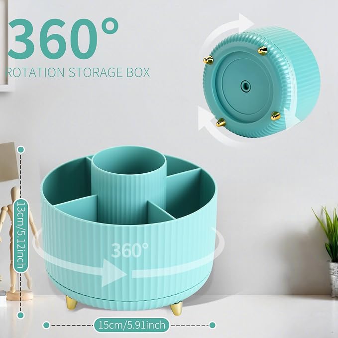 Camelmother 360°Rotating Pen&Pencil Holder For Desk With 5Slots Cute Office | Spacious Beautiful & Durable For Teachers Students Workers Easy Storage for Pens Stationery