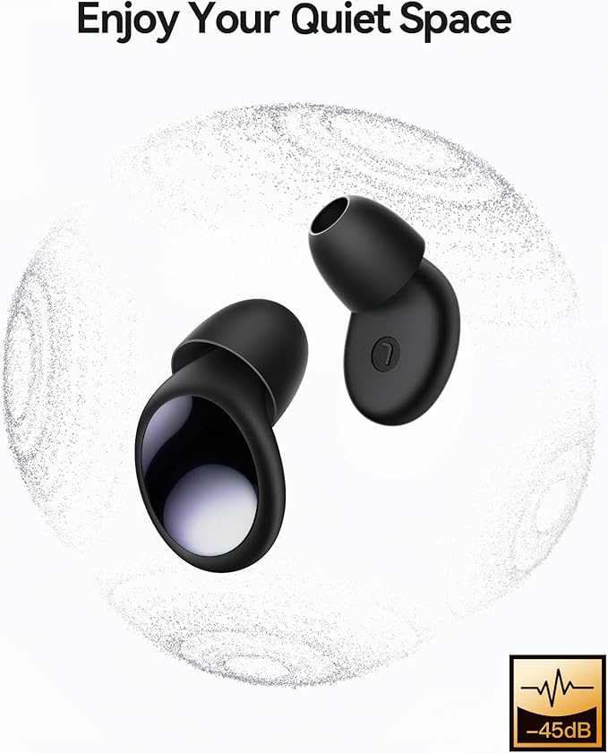 Ear Plugs for Sleeping 45dB Noise Cancelling Ear Plugs for Noise Reduction & Snoring, Concerts, Earplugs for Sleep,Sider Sleepers Airplane, Silicone Earplugs Reusable Concert Ear Plug+8Tip Obsidian