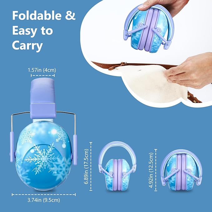 ProCase Kids Noise Cancelling Headphones, Kids Ear Protection Monster Jam Truck, Fireworks Hearing Protection Noise Reduction, Noise Canceling Earmuffs for Sensory Autism Toddler Children -Snowflake