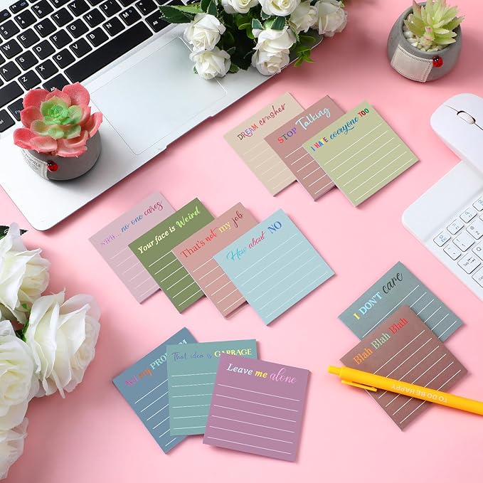 Yinder 24 Pcs Inspirational Sticky Notes Thank You Gift Motivational Sticky Note Pad Employee Appreciation Gift Bulk for Staff Coworker Teacher Nurse Office Groups 3 x 3'' (Funny,Morandi Color)