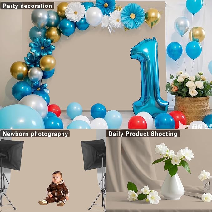 Beige Backdrop for Photoshoot, Professional Photo Backdrop Background Curtain for Product Photography, Portraits, Wedding, Party, Live Streaming Video Recording 7X10 FT