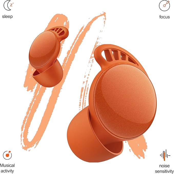 Ear Plugs for Sleeping 45dB Noise Cancelling Earplugs for Noise Reduction Reusable Silicone Ear Plugs with 8 Eartips Concert Earplug for Sleep, Snoring, Work,Study Fit Caramel