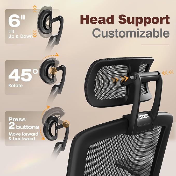 Ergonomic High-Back Office Chair with Footrest – Flip-Up Arms, 3D Headrest, 135° Recline, and Wide Mesh Seat with Lumbar Support. Rolling Swivel Task Chair for Gaming or Work, Sturdy, 300 LBS.