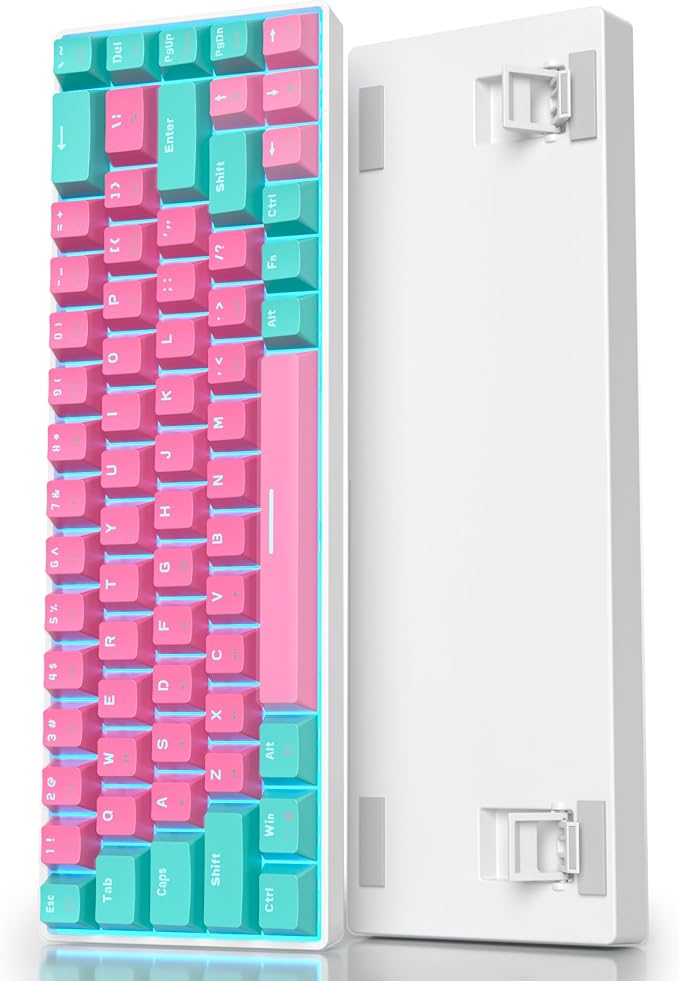 65 Percent Gaming Keyboard 68 Keys Wired Mechanical Keyboard LED Backlit Ultra Compact Keyboard with Red Switch for Windows Laptop Gamer(68 Miami)