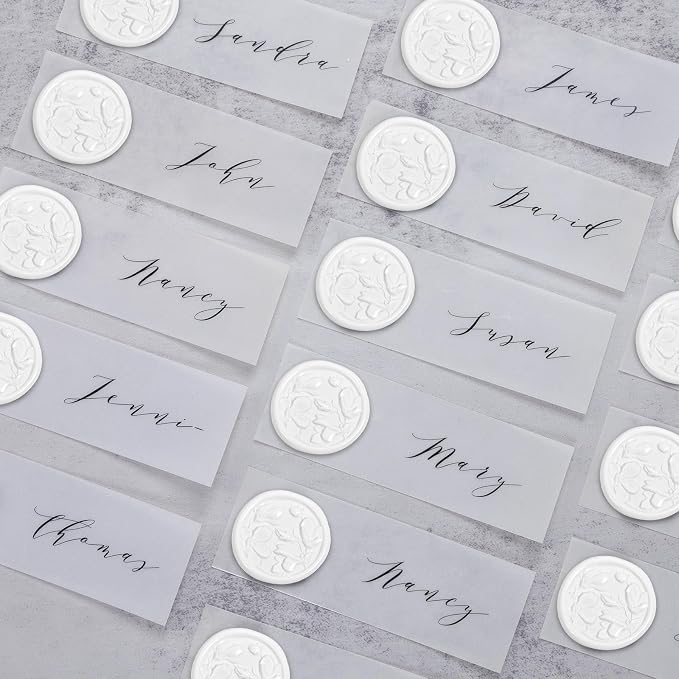 UNIQOOO Wax Seal Stickers - 3D Magnolia Wedding Invitation Envelope Botanical Seal Stickers, 50 Pcs Self- Adhesive Snow White Stickers, Perfect for Invitation, Christmas, Gift Wrapping, Party