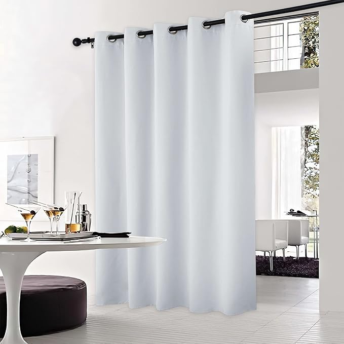 NICETOWN Patio Door Curtain Vertical Blinds, Reduce Sunlight Grommet Top Room Divider Curtain Panel Screen Partitions for Furniture Protecting (Cloud Grey, 70 inches Wide x 84 inches Long)