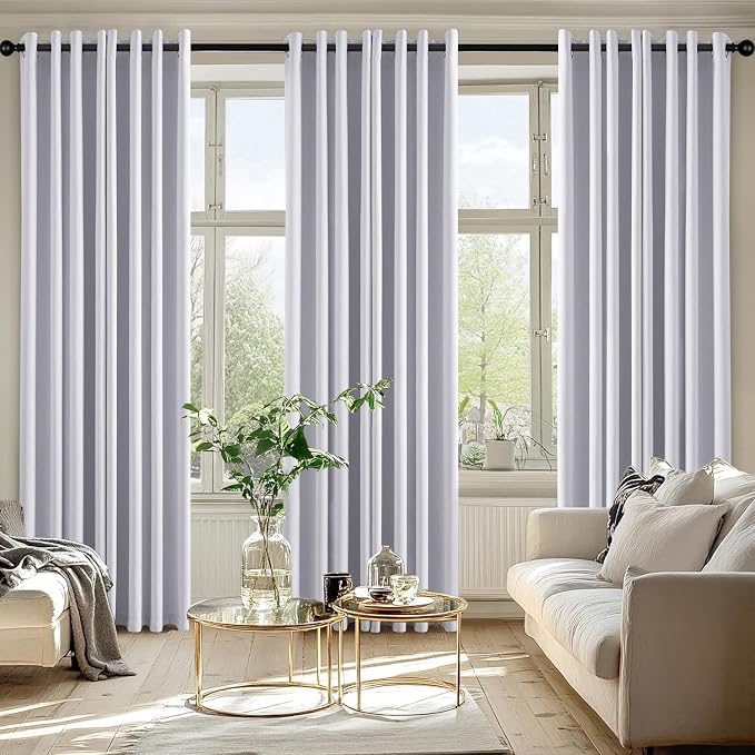 MIULEE Blackout Curtains for Bedroom Living Room 2 Panels, Thermal Insulated Room Darkening Drapes Grommet Noise Reducing Light Blocking Window Treatments 84 Inches Long 50x84 Inch Greyish White