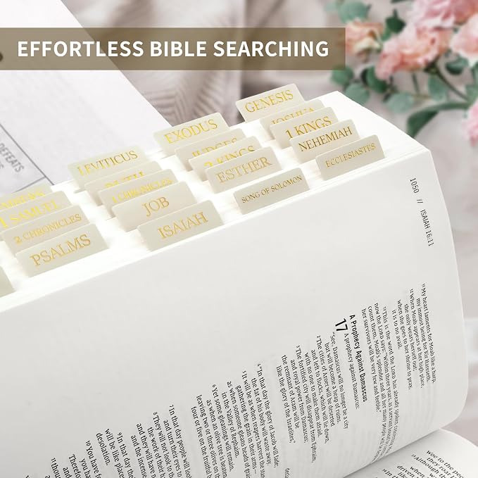 Bible Tabs for Women & Men, Bible Tabs for Study Bible, Large Print Bible Tabs for Easy Navigation, Bible Index Tabs, 66 Tabs Old & New Testament, Extra 9 Blank Tabs - Beige