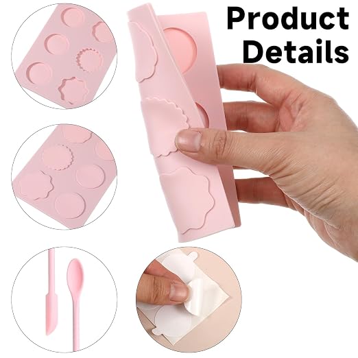 Wax Seal Mold Kit, 6-Cavity Wax Stamp Seal Mold for Making Envelopes and Invitation Letter, Waxs Stamp Molds, 50PCS Double Sided Adhesive Waxs Seals Stickers, Double-Ended Scraper