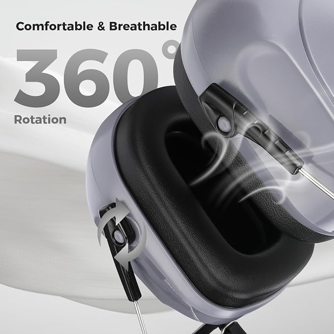 ProCase NRR 28dB Noise Reduction Ear Muffs, Foldable Adjustable Passive Noise Cancelling Headphones for Adults Kids Autism, Hearing Protection for Shooting, Construction, Mowing, Studying -Grey