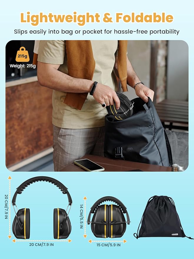 Noise Reduction Ear Muffs, Noise Cancelling Headphones for Adults, Kids Autism Sensory Ear Protection Earmuffs, 31dB Hearing Protection for Shooting Gun Range, Mowing, Fireworks, Concerts