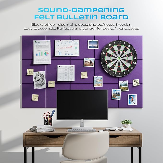 22 Pack Self-Adhesive Acoustic Panels, 12" X 12" X 0.4" High-Density Sound Proof Foam Panels for Walls, Soundproof Wall Panels for Home & Office (Purple)