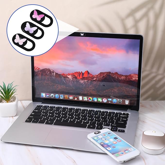 3 Pcs Webcam Cover Slide Butterfly Design Ultra-Thin Laptop Camera Cover Slide Web Cam Privacy Blocker for Desktop Laptop Computer Smartphone Tablet to Protect Your Privacy and Security