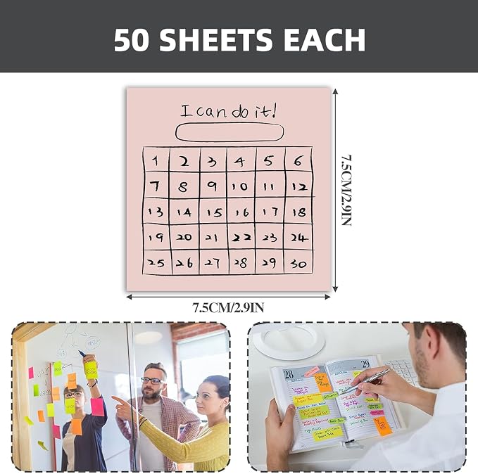 Retro 4-Pads 3x3in Sticky Notes, High-Adhesive Productivity Planner Memo Pads for Time Management, Self-Stick Notes Vintage Daily Task Notes for Journal Office School Home, Stationery Gift
