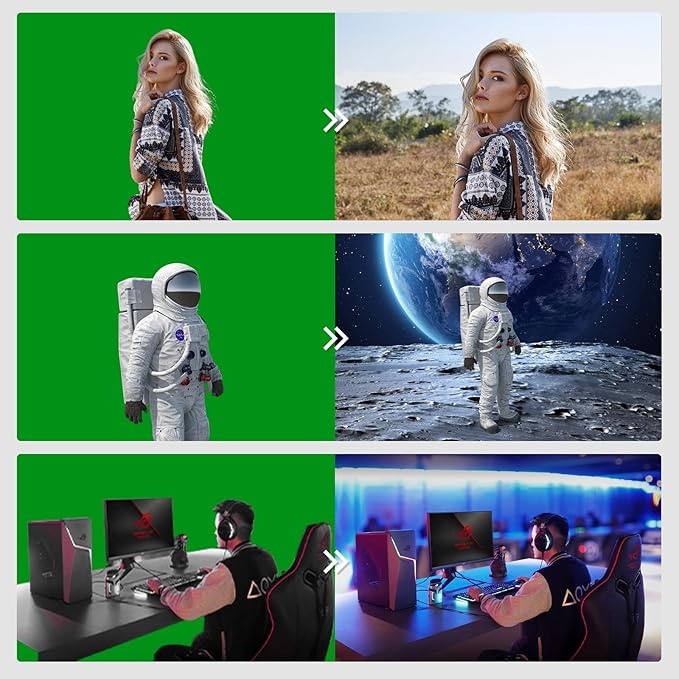 BEIYANG 5 Ft x6.5 Ft Photography Backdrop Green Screen, Green Background Non-Reflective Fabric, Wrinkle Resistance Greenscreen Photo Background for Chromakey Photo Studio Video Shooting
