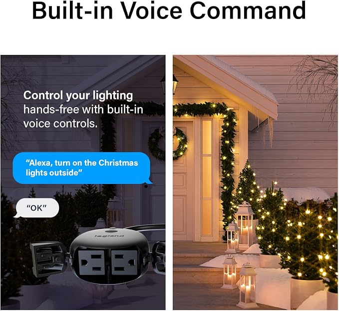 Legrand Wi-Fi Outdoor Dual Output Matter Smart Plug, Effortless Setup, Enhanced Compatibility with Apple HomeKit, Google Home, Alexa & SmartThings, Matter Smart Home, Pack of 1 WWMP31