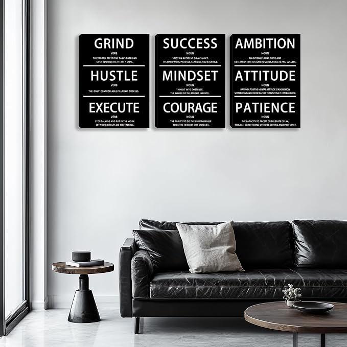 Motivational Wall Decor Paintings Inspirational Office Wall Decor Posters Prints 3 Pieces Bedroom Decor Living Room Office Canvas Picture Wall Painting Home Decoration Framed Artwork (36''W x 16''H)