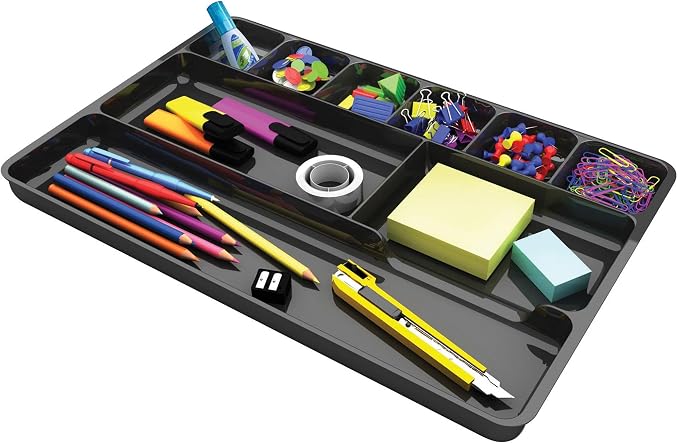 Deflecto 38104 Sustainable Office Desktop Organizer, 1" x 14" x 9", Black