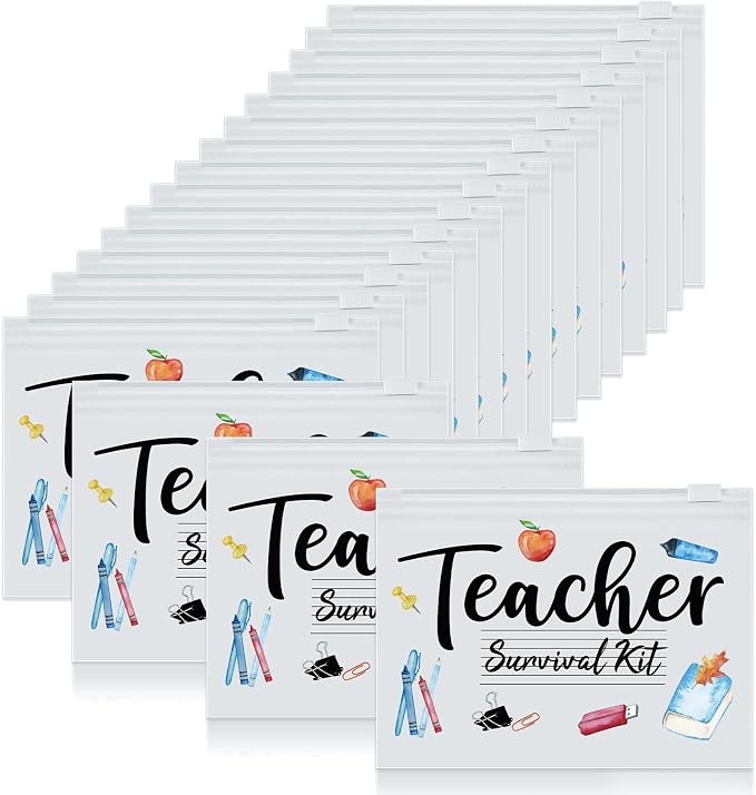 60 Pcs Teacher Appreciation Gifts Bulk Teacher Survival Kit Small Waterproof Makeup Toiletry Bag Pouch Cosmetic Pencil Bag Thank You Gifts for Women Men Travel Back to School Season Supplies