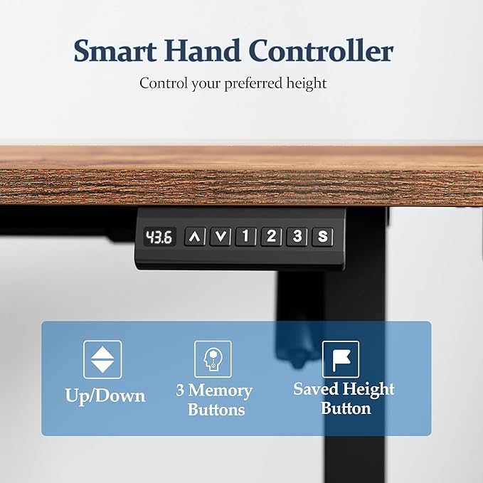 Klicelor L Shaped Standing Desk 63 x 55 Inch, Electric Height Adjustable Corner Desk for Home Office Workstation, Ergonomic Sit Stand Computer Table with Memory Controller, Rustic Brown