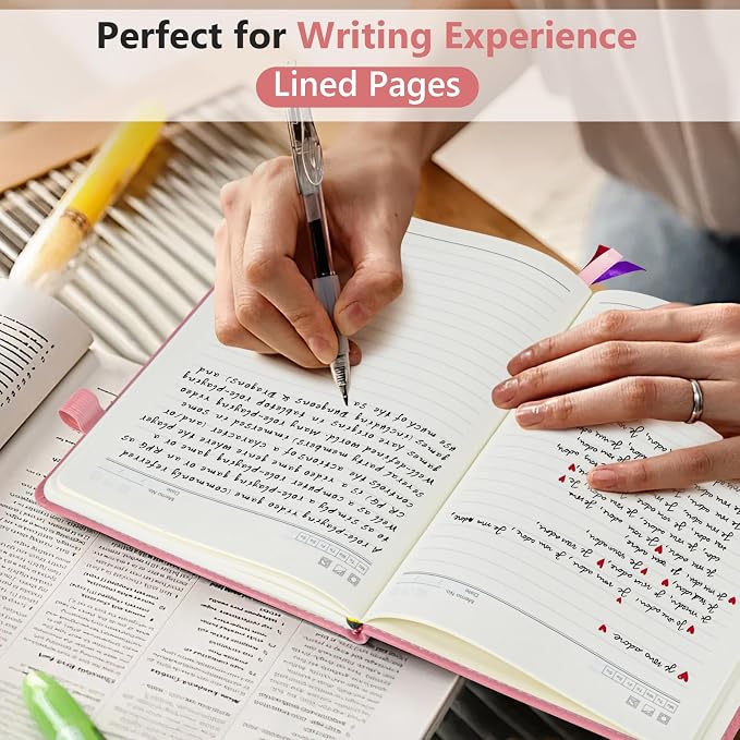 PERCUN Lined Journal Notebook for Men & Women, 160 Pages Leather Journals for Writing, A5 Hardcover Notebooks for Note Taking, Work, School, Business, Travel,Daily Diary 5.9" x 8.5" (Pink)