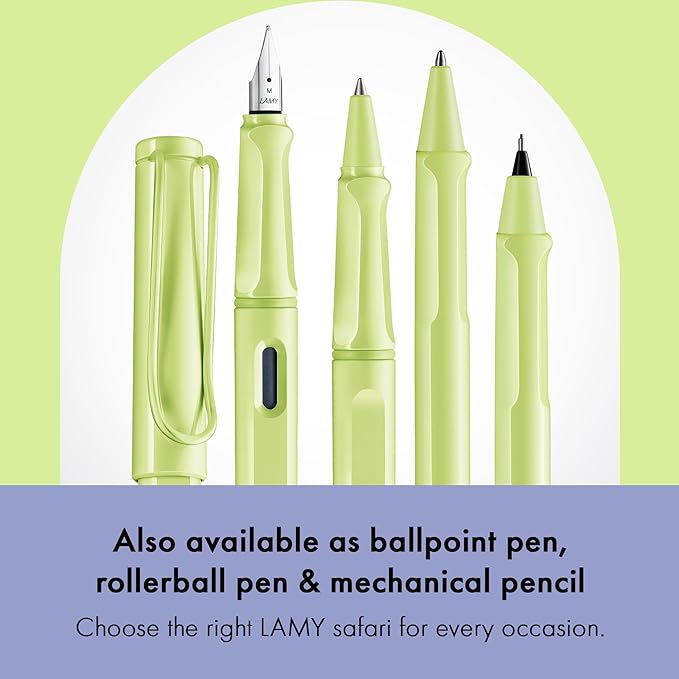 LAMY safari springgreen - Fountain Pen with ergonomic grip & polished steel nib in size M - ideal for any Writing & Calligraphy - including LAMY T 10 blue cartridge - Right-Handed