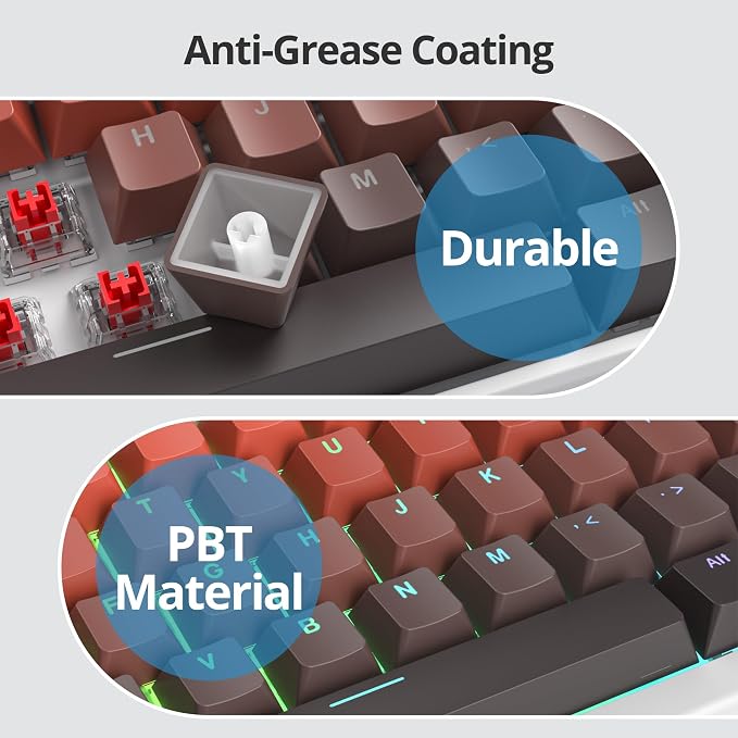 Guffercty kred 135 Key Gradient Red Keyboard Keycap Set Backlit, OEM Profile-PBT Material-Translucent Characters Compatible with MX Switches(Blaze Gradient)